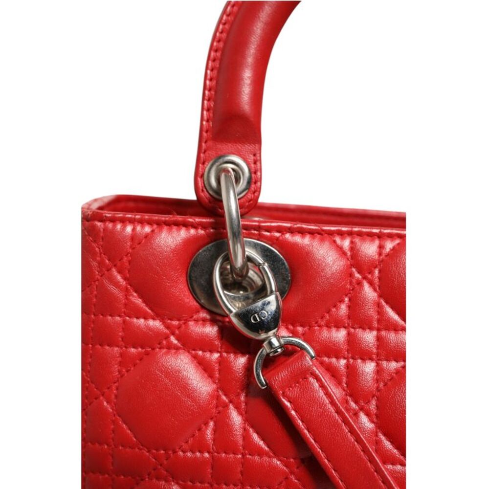 Christian Dior Red Cannage Lambskin Leather Lady Dior Women's Bag - Picture 6 of 6